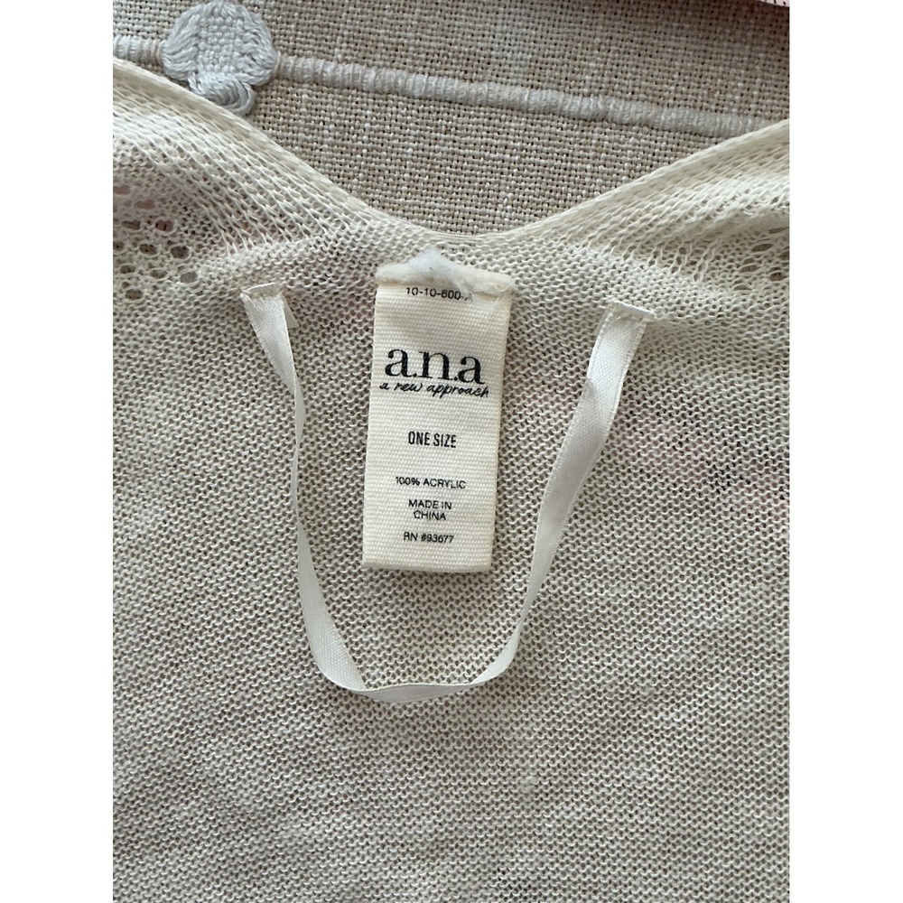 a.n.a Cardigan One Size Cream Pointelle Knit Open Front Kimono Wrap - Picture 5 of 5